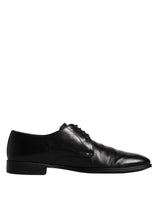 Black Leather Lace Up Men Derby Formal Shoes