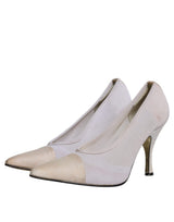White Beige Leather High Heels Pumps Shoes