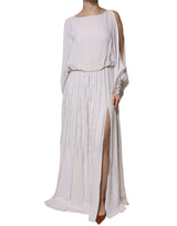 Off White Embellished Long Maxi Dress