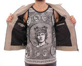 Κομψό μπεζ δερμάτινο σακάκι αρνιού