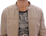 Κομψό μπεζ δερμάτινο σακάκι αρνιού