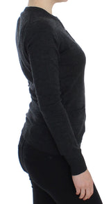 Κομψό πουλόβερ ζακέτα γκρίζου μαλλιού