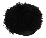 Chic Black Gatsby Cap en fourrure d'agneau tibet