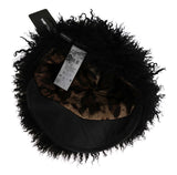 Chic Black Gatsby Cap en fourrure d'agneau tibet