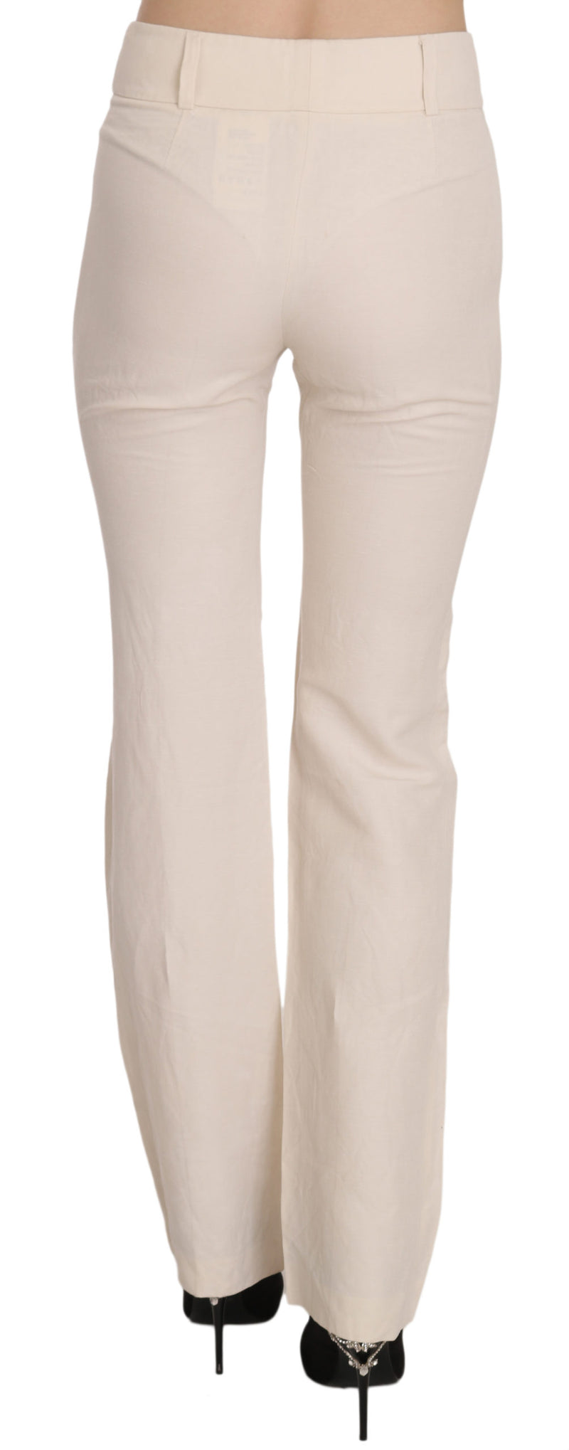 Elevated White High Waist Flared Trousers