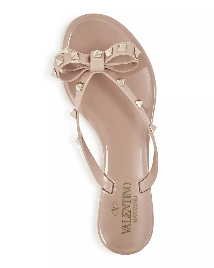 Women's Summer Rockstud PVC Thong Sandals