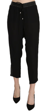 Chic High Gaist Crowped Pants σε κομψό μαύρο