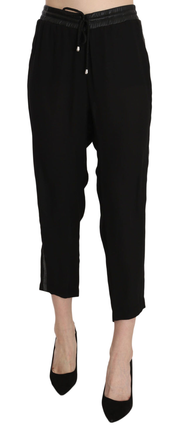 Pantalones elegantes de cintura alta en negro con elegante negro