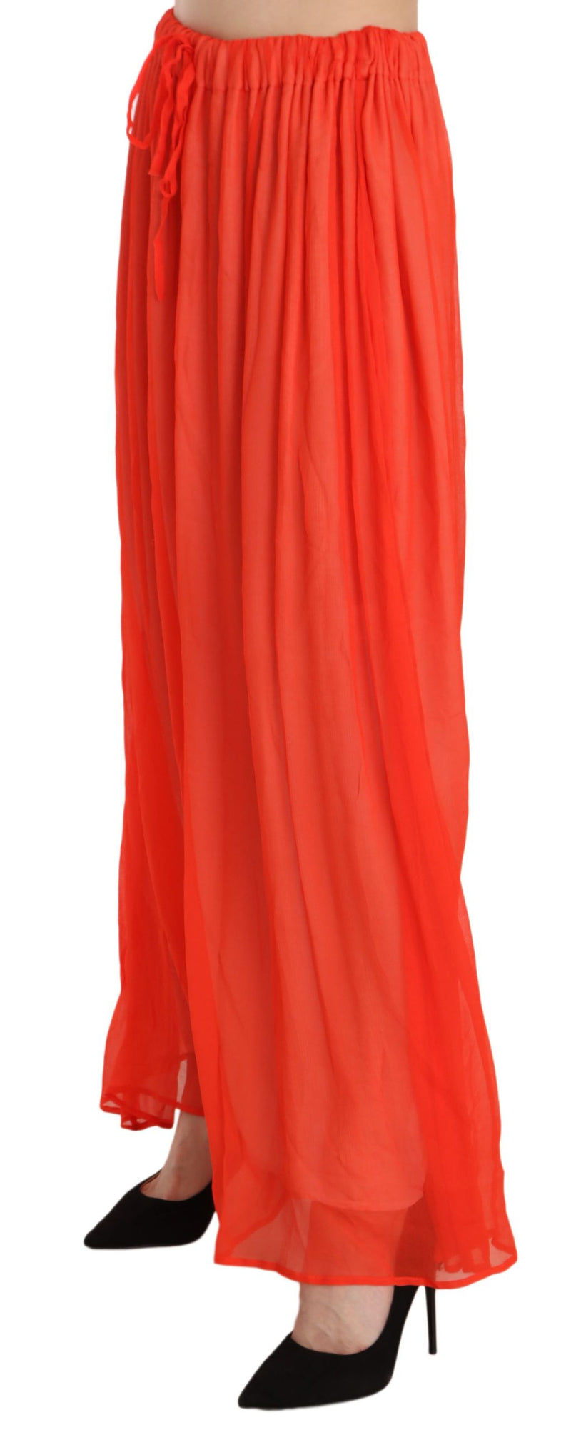 Elegante falda maxi plisada de naranja naranja