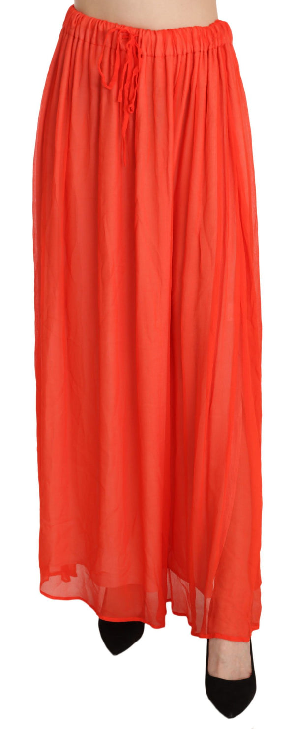 Élégant jupe maxi plissée orange