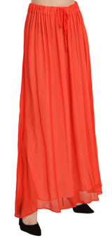 Elegante falda maxi plisada de naranja naranja