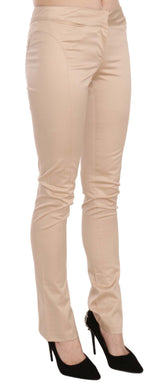 Elegant Cream Low Waist Skinny Trousers