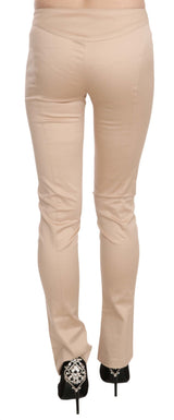 Elegant Cream Low Waist Skinny Trousers