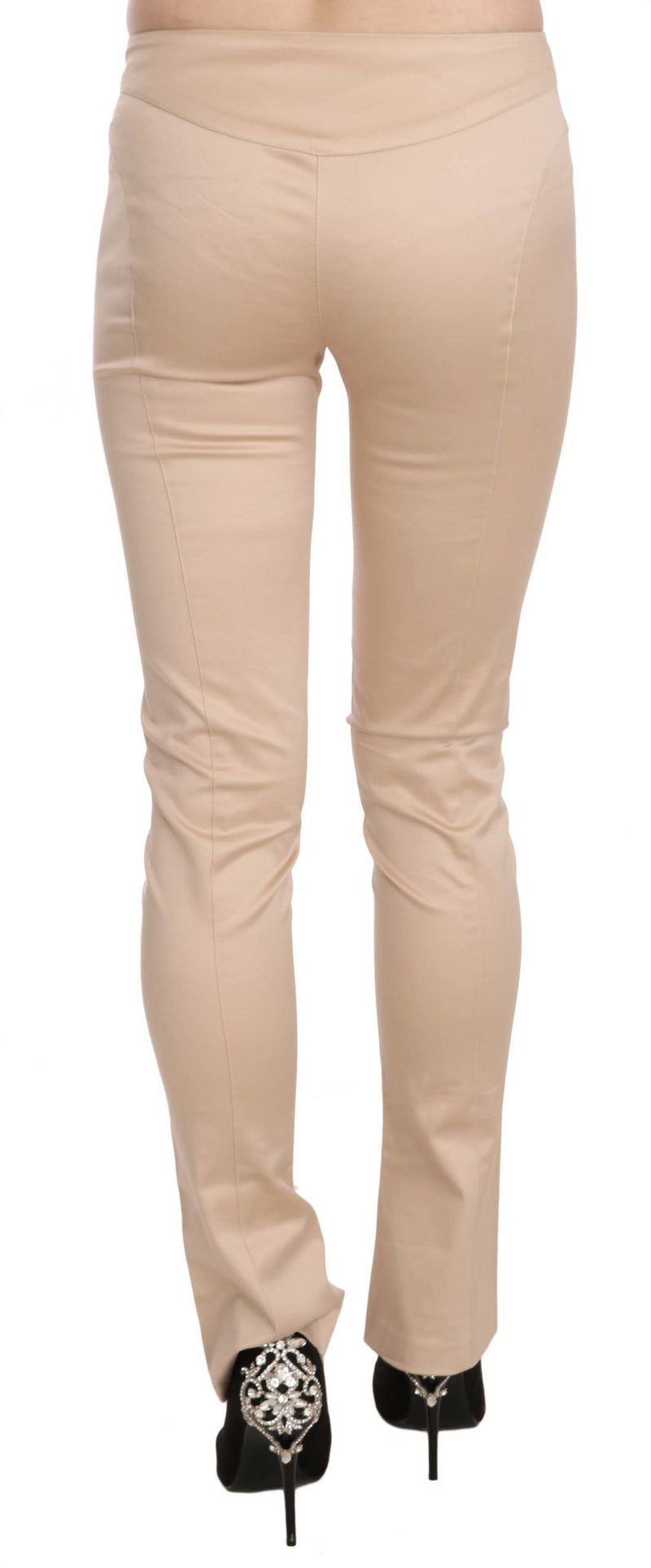 Elegante creme niedrige Taille dünne Hose