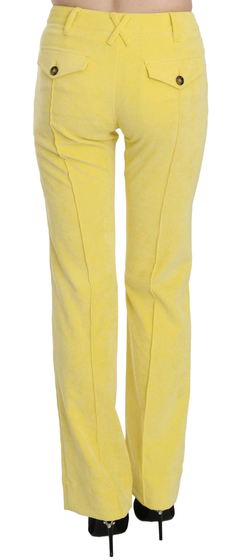 Pantaloni a metà vita chic giallo velluto a velluto