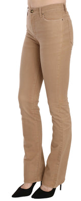 Pantalon skinny à taille moyenne marron chic