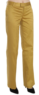 Mustard Mid Waist su misura pantaloni di cotone