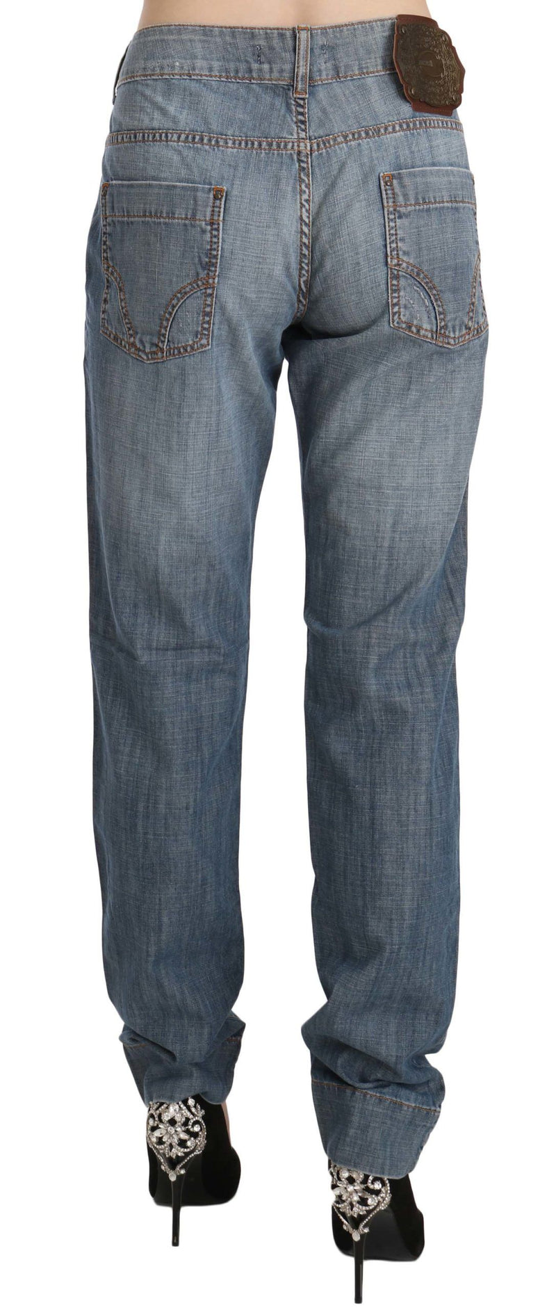 Jeans di denim chic blu lavati blu slim fit