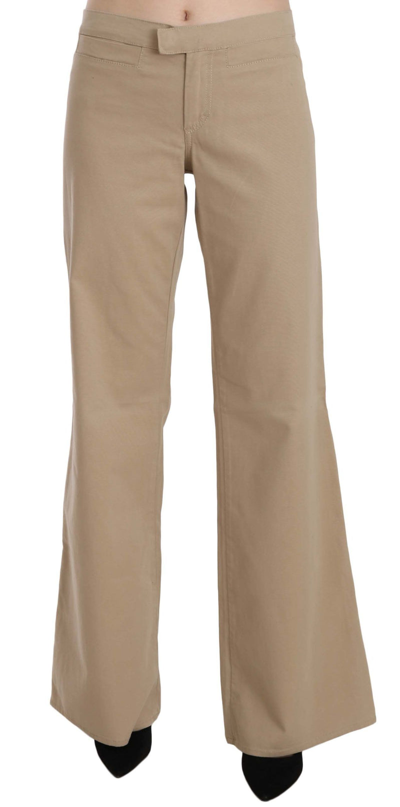 Pantalones de lujo acampanados en la cintura beige