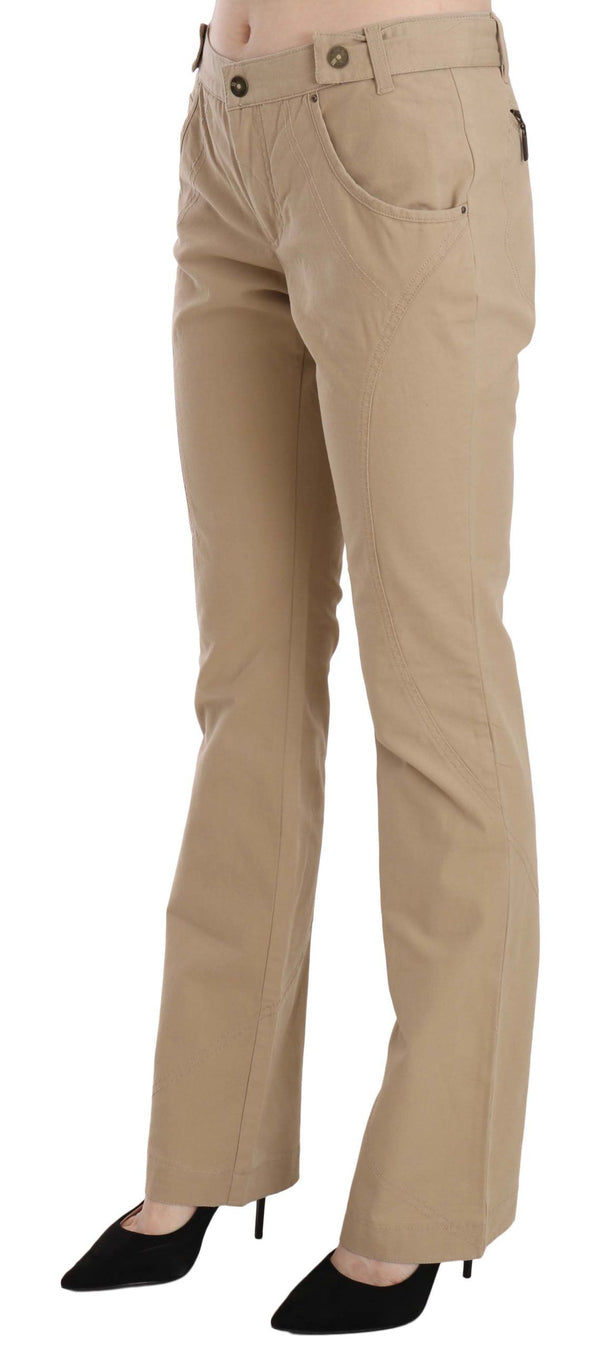 Pantalon à jambe droite de taille moyenne beige