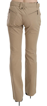 Pantalon à jambe droite de taille moyenne beige