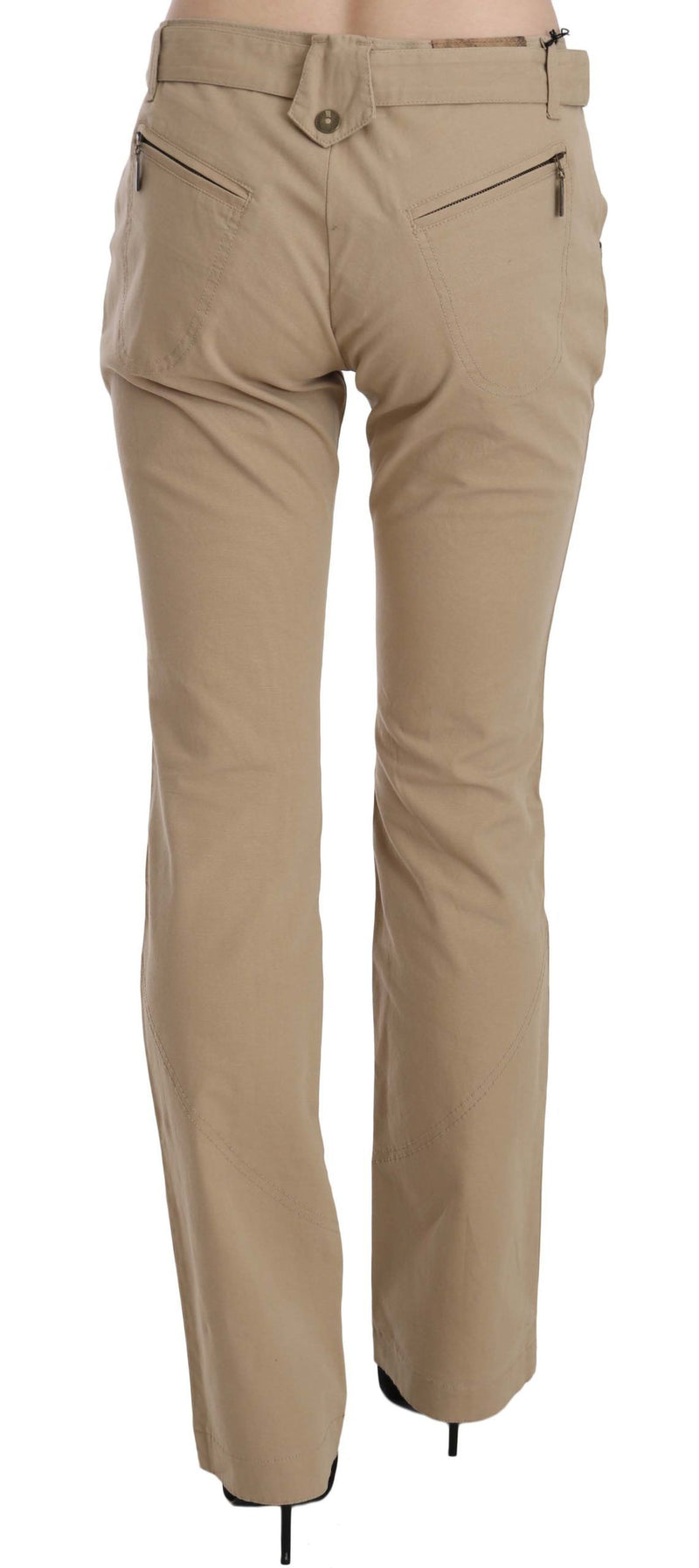 Pantaloni per gamba dritta di beige a metà vita