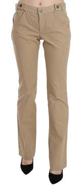 Pantalon à jambe droite de taille moyenne beige