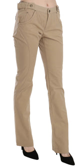 Pantalones de pierna recta de la cintura beige