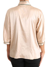 Elegant Beige Seidenmischbluse Top