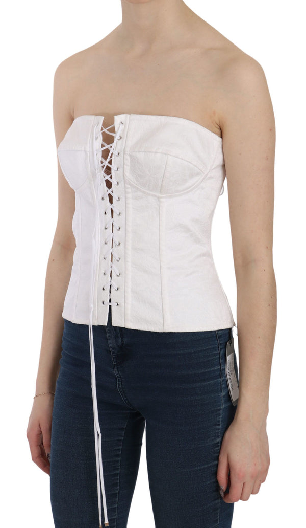 Elegante corsetto senza spalline bianco