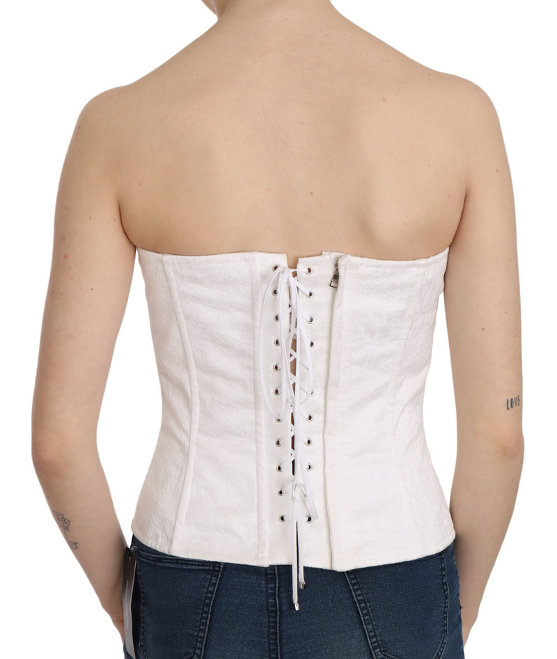 Elegante corsetto senza spalline bianco