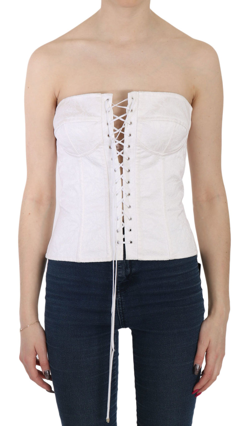 Elegante corsetto senza spalline bianco