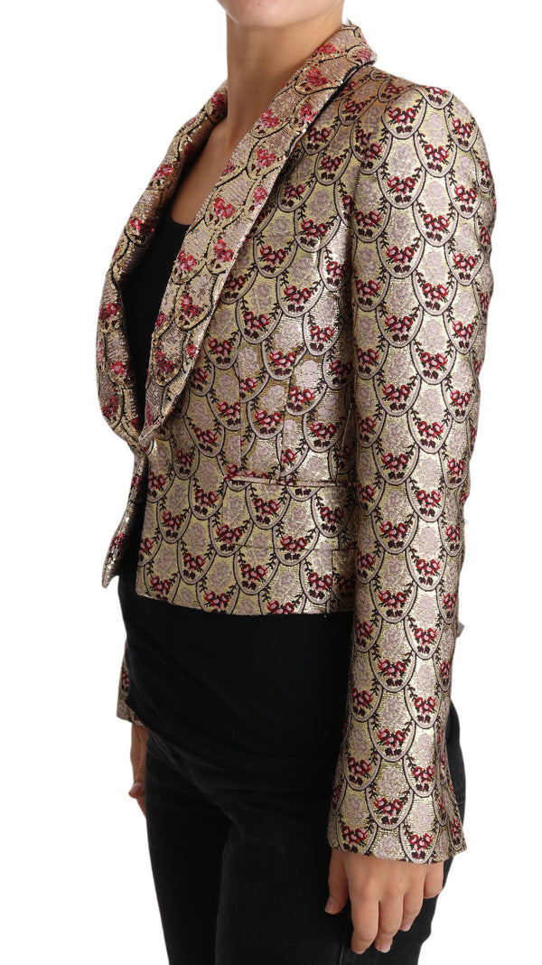 Chaqueta blazer de lentejuelas florales de oro brillante