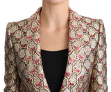 Glitzernde Blazerjacke mit Goldblumen -Pailletten