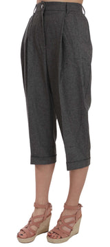 Elegantes pantalones grises de lana gris plisada