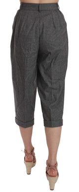 Elegantes pantalones grises de lana gris plisada