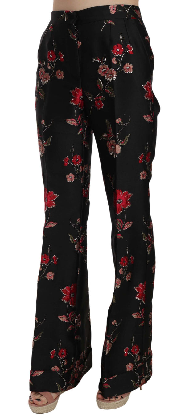 Elegantes pantalones de bota de estampado floral