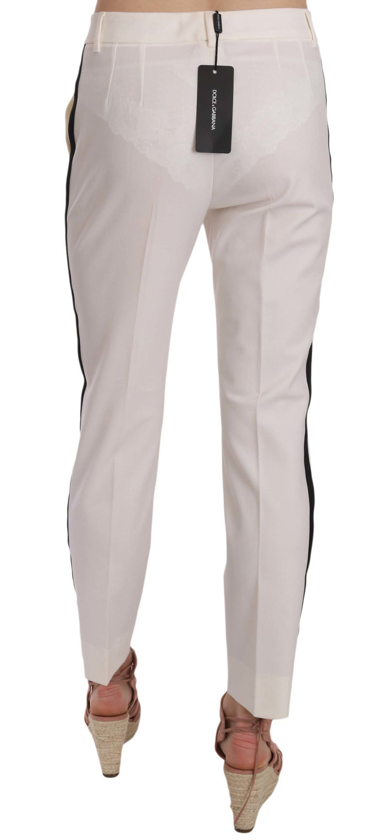 Elegantes pantalones de lana de rayas blancas