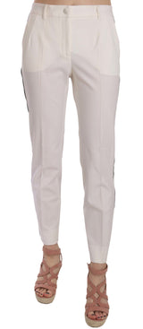 Elegantes pantalones de lana de rayas blancas