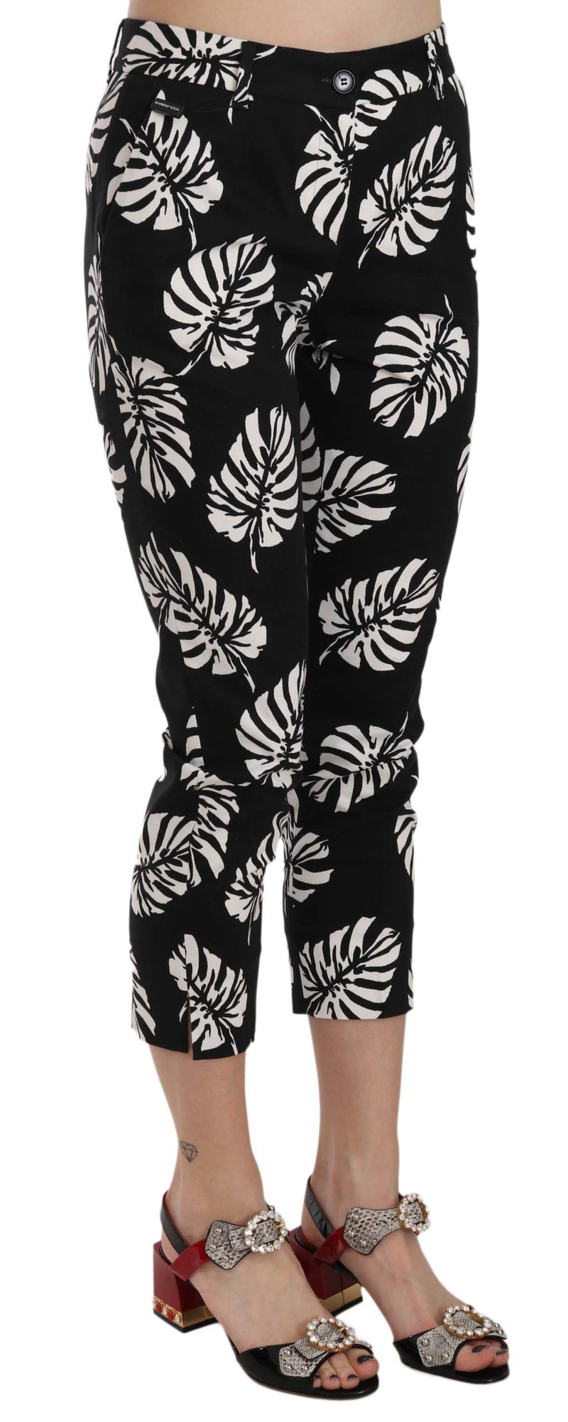 Elegant Skinny Capri With Palm Print