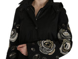 Elegante schwarze Perlenparka -Jacke für Frauen