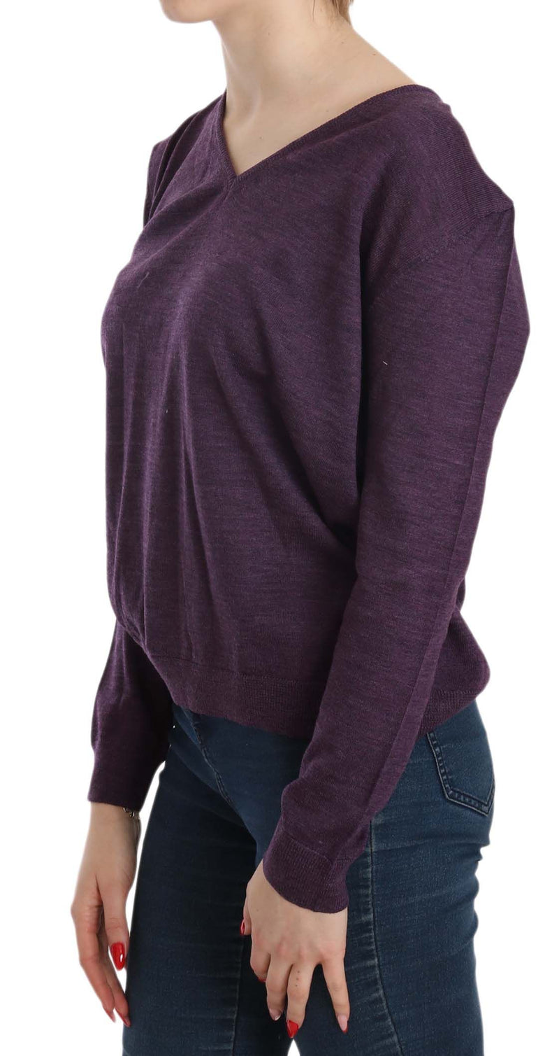 Blouse en laine en V violet en V violet