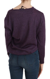 Blouse en laine en V violet en V violet