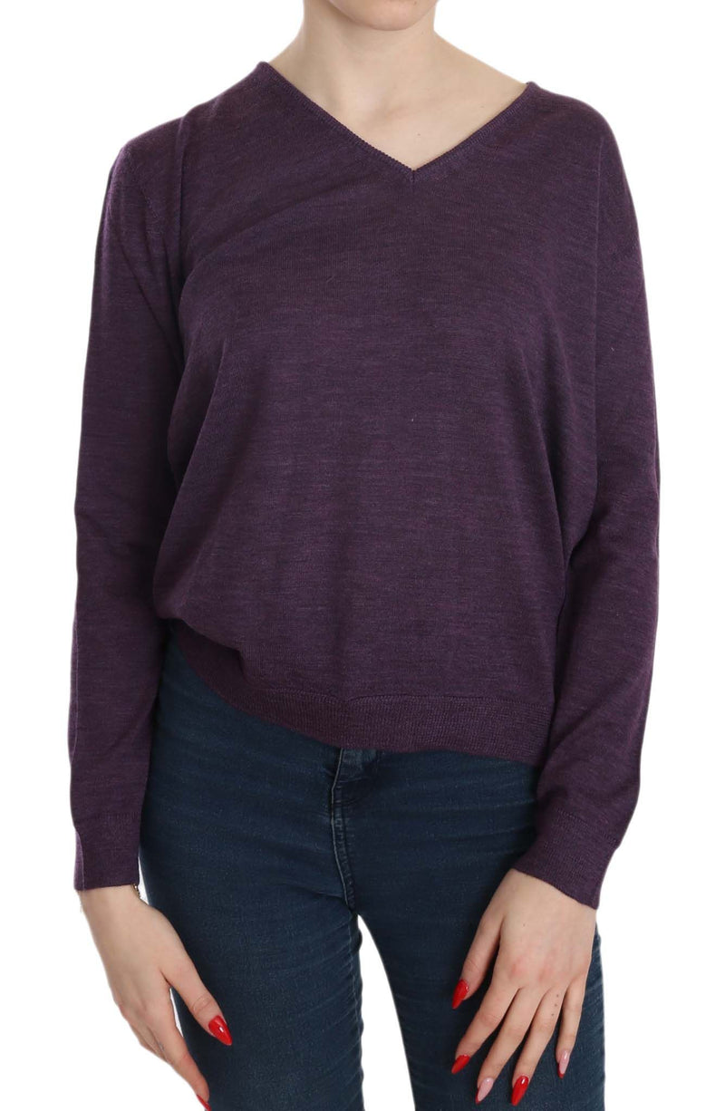 Blouse en laine en V violet en V violet