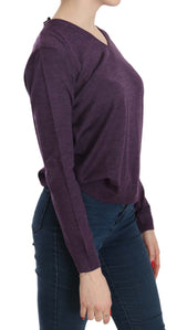 Blouse en laine en V violet en V violet