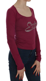 Blouse de col en u-cou enraginée fuchsia