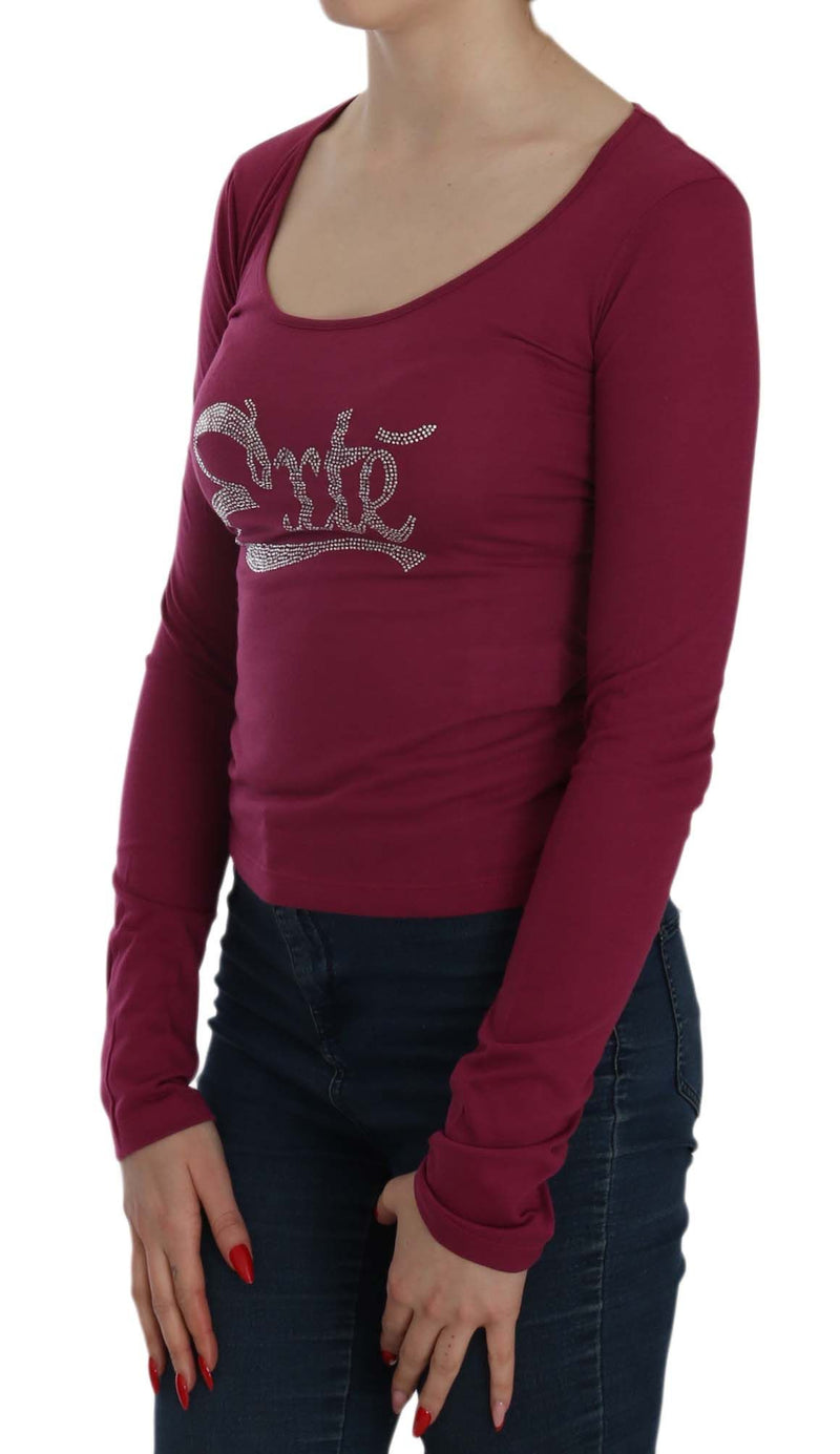 Fuchsia Kristall verziert U-Neckbluse