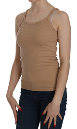 BEIGE Cotton Spaghetti Tank cinghia