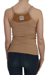 BEIGE Cotton Spaghetti Tank cinghia