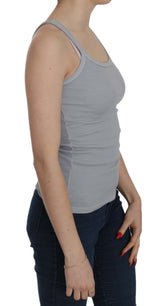 Elegant Sleeveless Light Gray Cotton Blouse